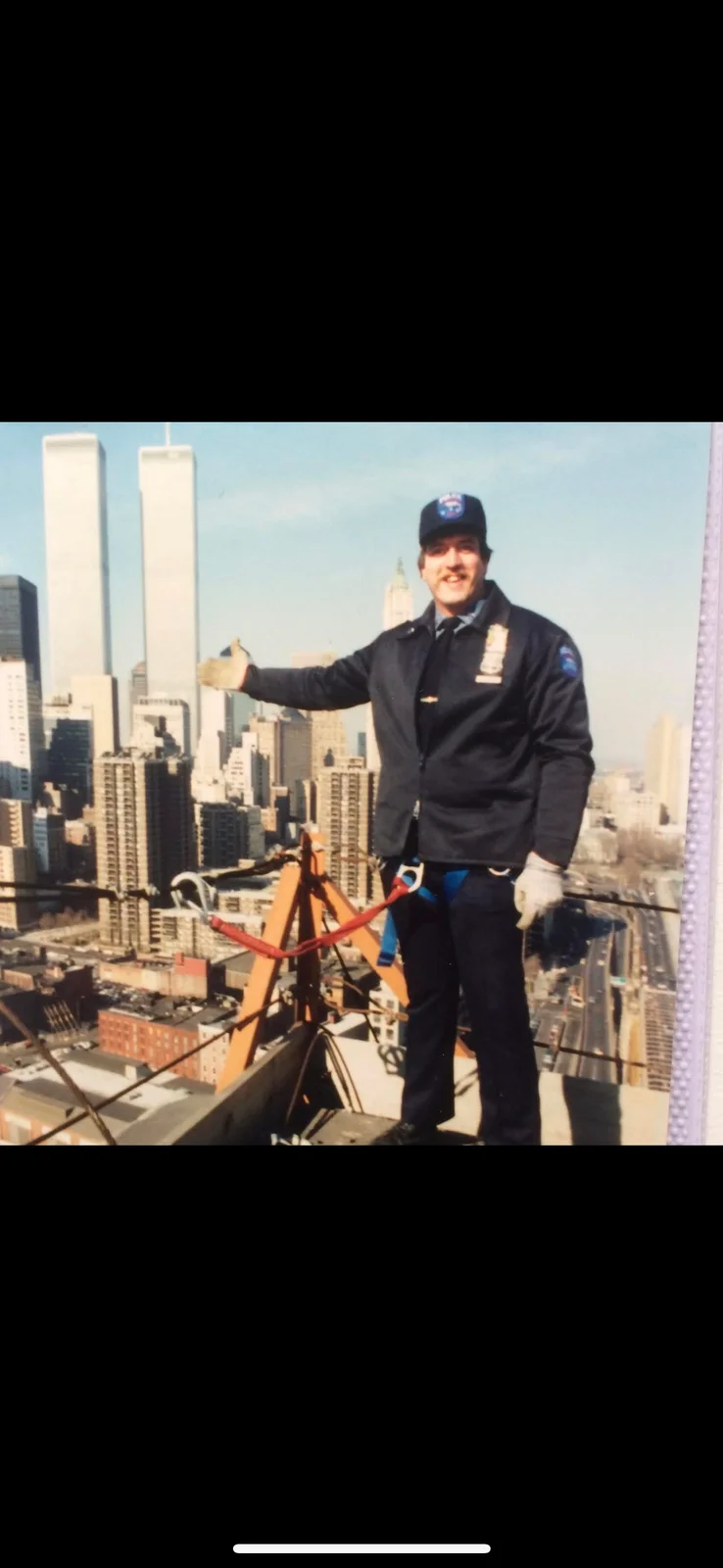 Harry D'Onofrio · NYPD ESU · in front of the Twin Towers
